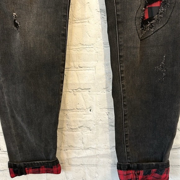 Judy Blue Destroyed Buffalo plaid patch skinny jeans-new - Picture 5 of 13